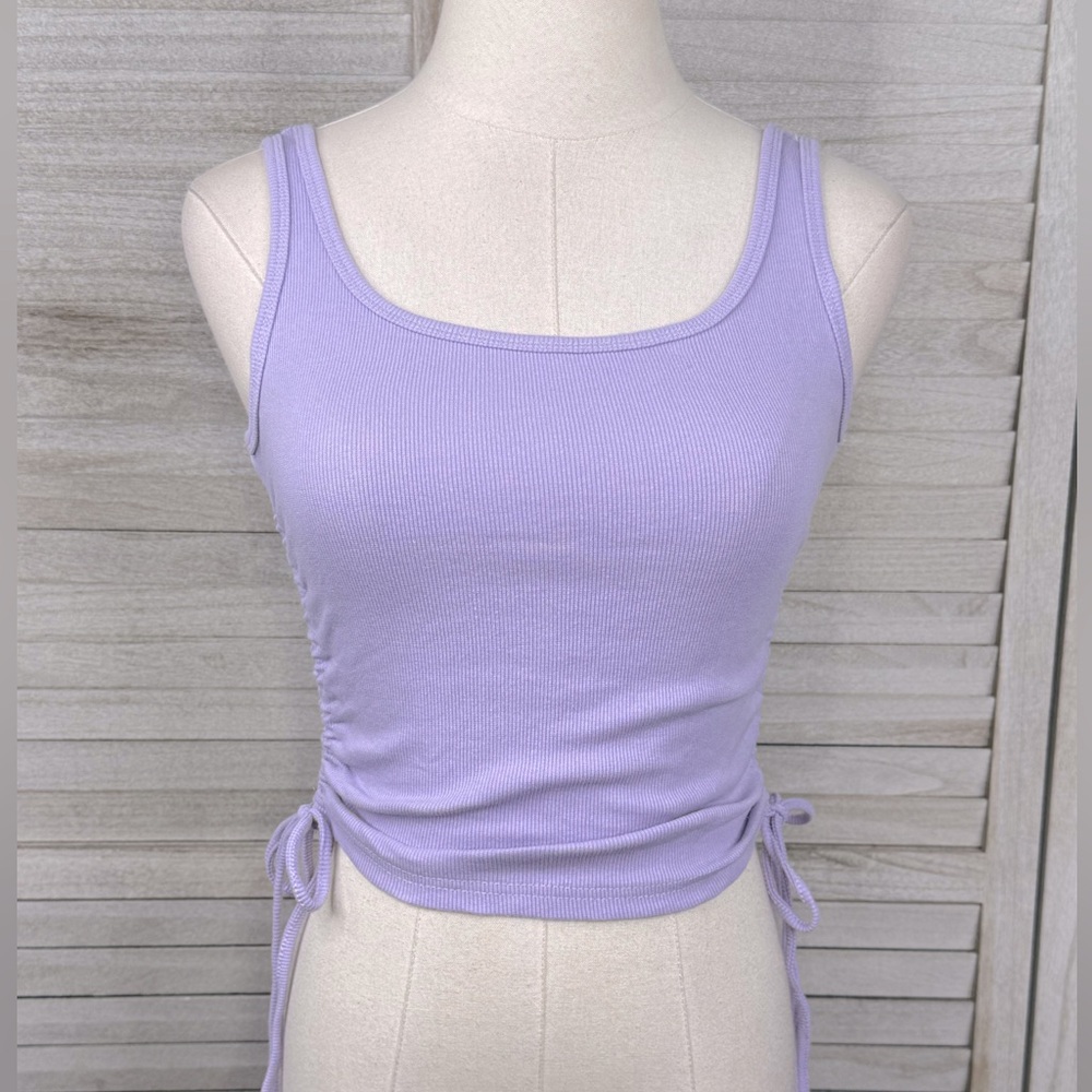BLUSH MARK Lavender Cropped Tank Top with Side Ties-Large